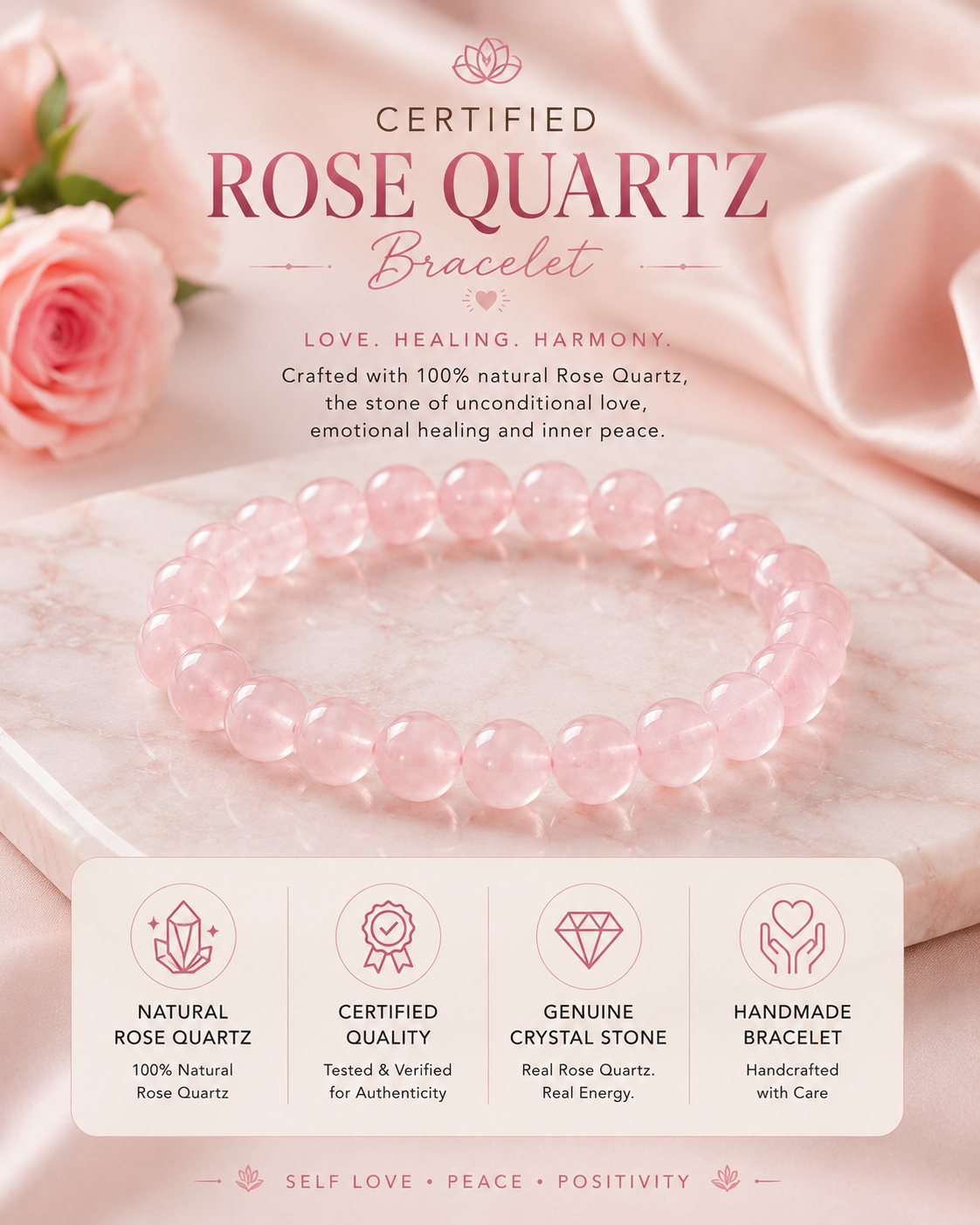 Rose Quartz Crystal Bracelet